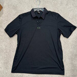 Oakley Logo Black Polo with Green Emblem, Regular Fit, size Medium